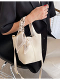 Kukombo Scarf Bucket Handbag for Women Tote Green Fashion Designer Pu Leather Women's Shoulder Crossbody Bag Shopper Female Handbags