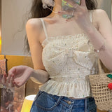Kukombo Sweet Elegant Fairy Straps Dress Women Summer Vintage Party Midi Dresses Female Korean Fashion Bow Beach Backless Dress 2022 New