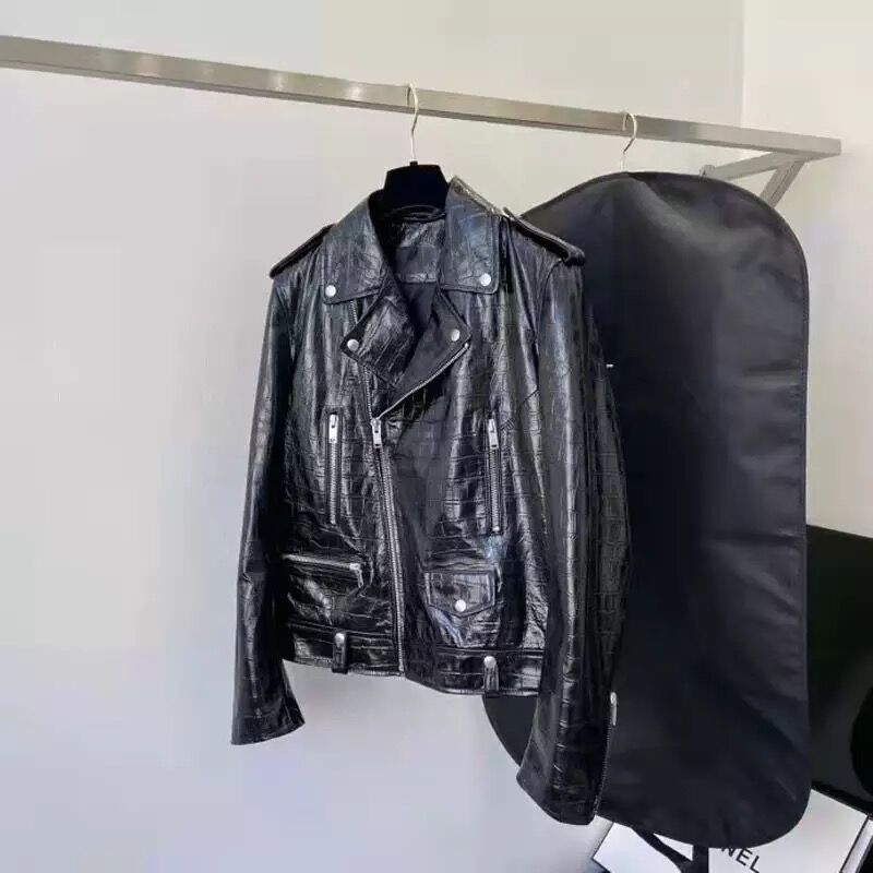 Black Friday Sales Natural Leather Women Lambskin Leather Bomber Biker Jacket Long Sleeves 100% Sheepskin Leather Coat H71