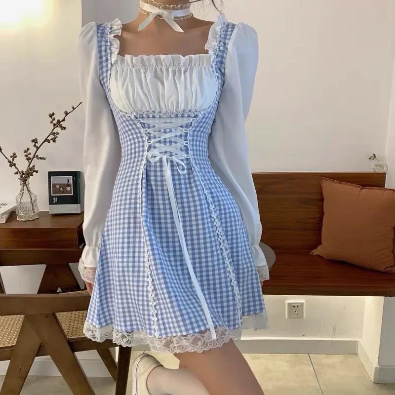 Kukombo Sweetown Lace Fairy Dress Women Summer Bow Tie Bandage Dresses