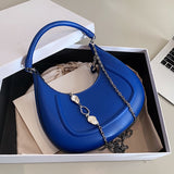 Kukombo Back To College 2024 Kawaii Tote PU Leather Half Moon Armpit Bag With Pearl Short Handle Women's Designer Handbag Luxury Shoulder Crossbody Bag