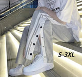 Kukombo Pants Women Patchwork Wide Leg Trousers Simple All-Match Baggy Bf Basic Cool Drawstring Chic Streetwear High Waist Couple Retro