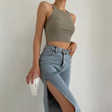 Cyber Monday Sales Summer Casual Y2k Pants Straight Leg High Slit High Waisted Streetwear Washed Jeans For Women 2022 Pantalones Vaqueros Mujer