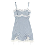 Kukombo Lace Japanese Sweet Lolita Dress Women Bow Pink Kawaii Party Mini Dresses Female Blue Princess Korean Fashion Dresse Winter 2022