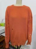 Kukombo Autumn Winter Women Knitted Sweater Long Sleeve Sexy Hole Asymmetric Hem Loose Pullover Elegant Street Casual Sweaters Dresses