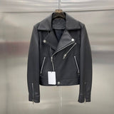 Cyber Monday Sales Natural Leather Women Coat Lambskin Leather Bomber Biker Jacket Long Sleeves 100% Sheepskin Leather Coat H41