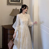 Kukombo French Vintage Palace White Maxi Fairy Dress Women Retro Latern Sleeve Two Pieces Dresses Set Elegant Evening Party Dresses