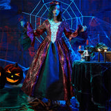 Kukombo Halloween Costume For Women Vintage Victorian Age Dress Medieval Witch Long Sleeve Printed Lace Court Dresses Masquerade Robe