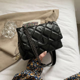 Back To College 2023 Embroidery Thread Small PU Leather Crossbody Bags For Women Hit Women's Luxury Branded Trending Chain Shoulder Handbags