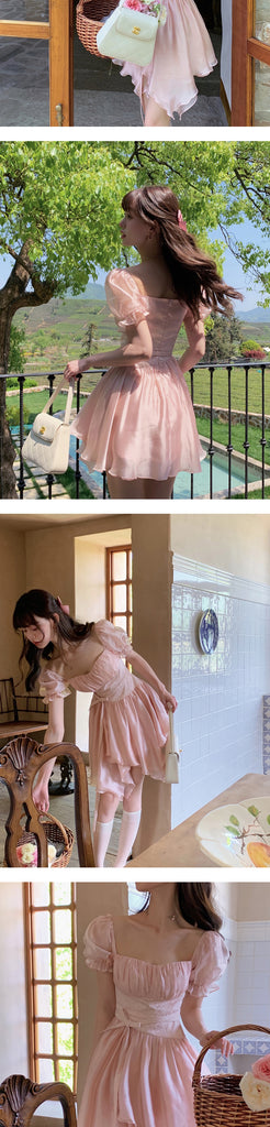 Kukombo  French Elegant Short Party Dress Evening Women Sweet Fairy Vintage Mini Dress Lolita Kawaii Clothing 2022 Summer Korean Style