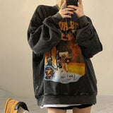 Cyber Monday Sales Deeptown Gothic Streetwear Graphic Print Grey Hoodie Women Punk Harajuku Hippie Crewneck Sweatshirts Vintage Pullover Female Top