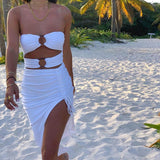 Cyber Monday Sales Women Clothing Halter Off Shoulder Sleeveless Backless Dresses Elegant Long Bodycon Sexy Split Women Party Summer Bodycon Dress
