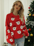 Thanksgiving Gift Autumn Winter Sweater Women's Pullover Sweater Christmas Round Neck Christmas Dress Old Man Head Print Sweater Knitted Jumper