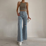 Cyber Monday Sales Summer Casual Y2k Pants Straight Leg High Slit High Waisted Streetwear Washed Jeans For Women 2022 Pantalones Vaqueros Mujer