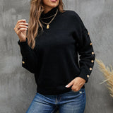 Black Friday Sales Autumn Winter Women's Sweater Pullover Long Sleeve Loose Half Turtleneck Solid Color Casual Knit Sweater Bottoming Street Jumper