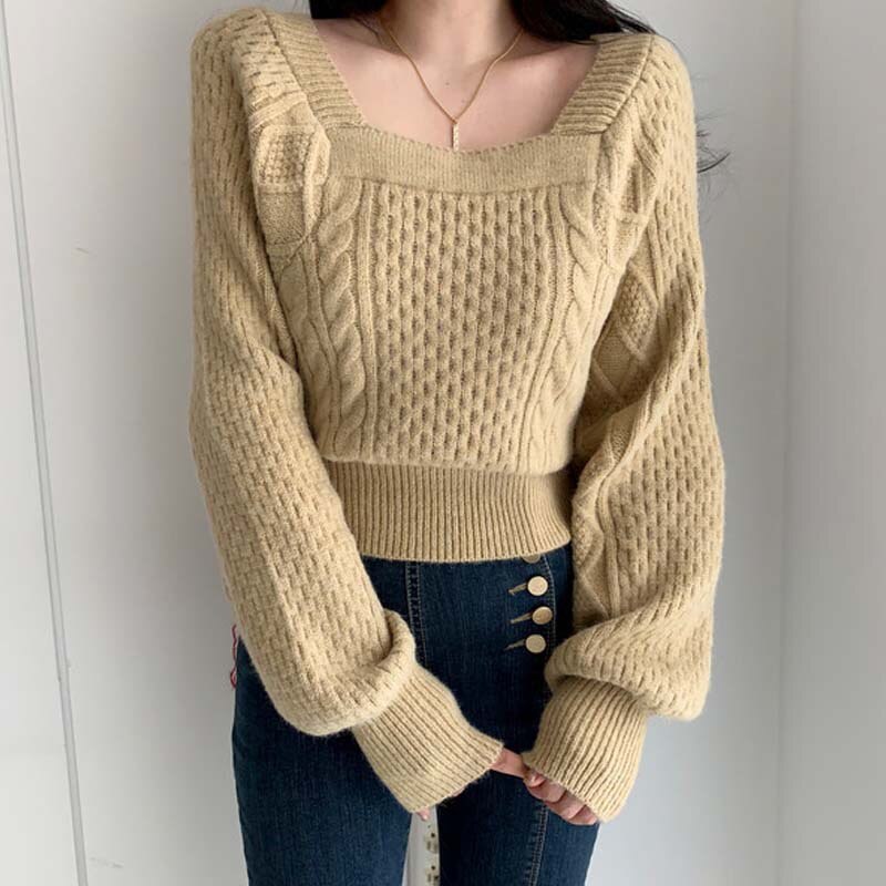Thanksgiving Gift Sweater Women Winter Pullover Girls Sweater Knitting Tops Vintage Long Sleeve Fall Elegant Female Knitted Outerwear Warm Vintage