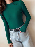 Kukombo Thanksgiving Gift Autumn Winter Sweater Pullover Ladies Sweater Long Sleeve Slim High Neck Commuter Striped Sweater Soft Knit Bottoming Jumper