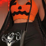 Black Friday Crop Top Knit Crochet Sweater T Shirt Women Halloween Custome Adult Crop Shirt Tank Cropped Tops
