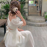 Kukombo Sexy Backless Party Midi Dresses Women Solid Elegant Fashion One Piece Dress Korean Ladies 2022 Summer Casual Beach Fairy Dress