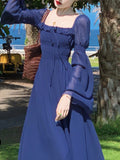 Kukombo Autumn Casual Elegant A-Line Party Dresses for Women Vintage Solid French Style Prom Robe Female Fashion Wedding Vestidos