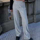 Kukombo Glitter Sleeveless Crop Top Two Piece Pants Set Women Summer High Waist Pants Set Bodycon Straight Trouser Suits