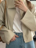 Thanksgiving Gift Women Jackets Spring Autumn Causal Windbreaker Womens PU Jacket Coats Zipper  Loose Jackets Famale Oversize Woman Parkas Crop