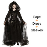 Kukombo Halloween  Cape Women's Witch Vampire Cosplay Costume Black Hooded Cape Witch Halloween Costume Cosplay Female Horror Costume
