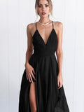 Kukombo Summer Women's Fashion Temperament Chiffon Nightclub Sexy V-Neck Backless Split Suspender Dress Asymmetrical Women's Clothing