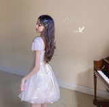 Kukombo Niggeey Vintage Elegant Mesh Lolita Dress Y2k Aesthetic Women Puff Sleeve Princess Fairy Party Dresses One Piece Dress Korean