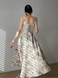 Kukombo Dress Woman 2023 Summer New Elegant Vintage Floral Evening Party Sleevless Beach Sundress Korea Fashion Female Vestidos Clothes