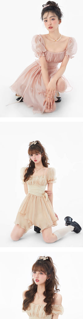 Kukombo  French Elegant Short Party Dress Evening Women Sweet Fairy Vintage Mini Dress Lolita Kawaii Clothing 2022 Summer Korean Style