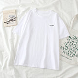 Kukombo T-Shirts Women Short Sleeve Tees O-Neck Embroidery All-Match Basic Fashion Unisex Teenagers Leisure Soft Summer Simple Clothes