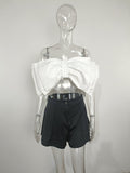 Kukombo Big Bow Crop Tube Cute Top 2023 Women Clothes Pink Bowknot Tops Strapless T Shirt Party Club Elegant Luxury Chic Outfit