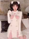 Kukombo Japanese Kawaii Lolita Strap Dress Women Korean Elegant Sexy Party Mini Dress Female Bow Casual France Princess Cute Dress 2022