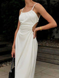 Kukombo Women's Summer Sexy Elegant Strap Midi White Dress Backless Bandage Ins Style Sleeveless Black Vestidos Female Fashion Clothes
