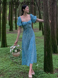 Kukombo Vintage Floral Midi Dress Women Casual Sexy Backless Korean Party Dresses Female Fashion Holiday Evening Beach Dress 2022 Summer