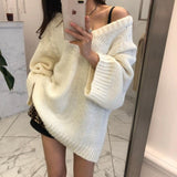 Thanksgiving Gift Maxi Female Sweater Women Winter Pullover Knitting Overszie Long Sleeve Grey Tops Loose Sweaters Knitted Outerwear Thick Sexy
