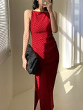Kukombo Summer Elegant Women White Sleeveless Bodycon Dress Vintage Slim Waist Side Split Solid Tank Dress Female Vestidos