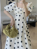 Kukombo Women's Summer Elegant Casual Polka Dot Midi Dress Sexy Backless A-Line Party Vestidos Female Fashion Outwear Vintage Clothes