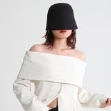 Kukombo Design Sense Of Small Suit Women 2023 Spring New Fashion Line Neckline Off-Shoulder Fall Long Sleeve