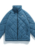 Kukombo Women Parker Winter 2023 New Diamond-Shaped Down Cotton Jacket Jacket Thickening Loose Trend Versatile Thermal Cotton