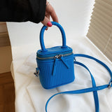Back To College 2023 Luxury Mini Box PU Leather Sling Crossbody Bag With Short Handle For Woman Cute Phone Shoulder Handbag Kawaii Totes Tiny