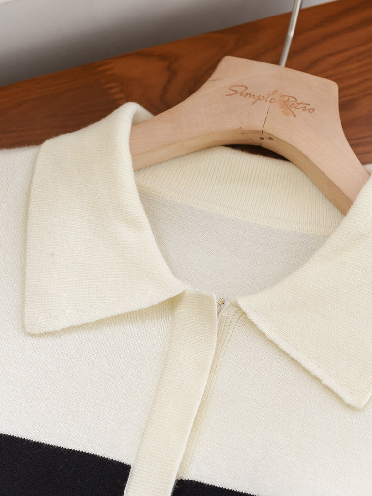 Kukombo Spring Stripe Polo White Knit Dress