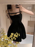 Kukombo  French Elegant Black Midi Dress Women Casual Evening Party Strap Dress Female Pure Color White One Piece Dress Korea Summer