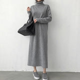 Kukombo Winter Womens Dress Fall Sweater Women Dress Long Sleeve Knitted Dresses Maxi Vintage Oversize Dresses Knitting