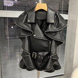 Cyber Monday Sales Woman Vest Natural 100% Sheepskin Leather Jackets Female Vest Sheepskin Leather Vest H802