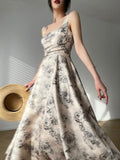 Kukombo Dress Woman 2023 Summer New Elegant Vintage Floral Evening Party Sleevless Beach Sundress Korea Fashion Female Vestidos Clothes