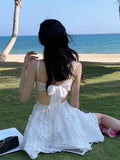 Kukombo Sexy Backless Straps Dress Women 2022 Summer White Bodycon Casual Fairy Dress Female Holiday Beach Evening Party Y2k Mini Dress