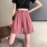 Kukombo Shorts Women 4 Colors  Loose Trendy Ulzzang Leisure Solid Preppy Clothing Korean Style Elegant All-Match Female Chic Ins Bottom