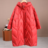 Kukombo Thanksgiving Gift Ailegogo 2024 Winter Women Hooded Loose Thick Warm Long Down Parka Casual Female Zipper 90% White Duck Down Coat Snow Outwear